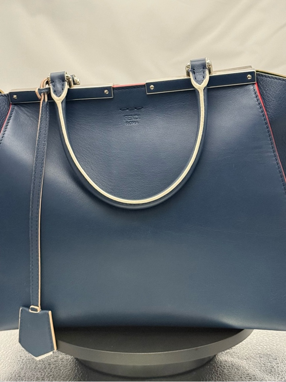 Fendi Navy Leather Tote 3 jours